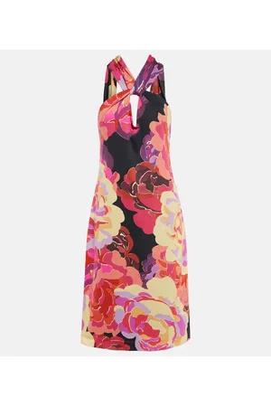 DRIES VAN NOTEN Abito midi in cotone con stampa