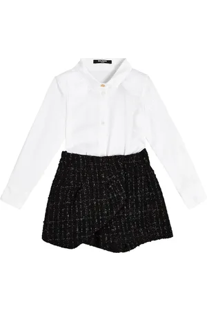 Balmain Abito chemisier in misto cotone e lana