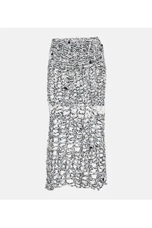 SUSAN FANG Gonna midi in crochet con perline