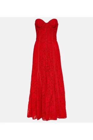 Costarellos Abito midi Sharie in pizzo con bustier