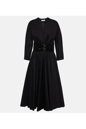Alaïa Alaïa Abito midi in cotone con pelle