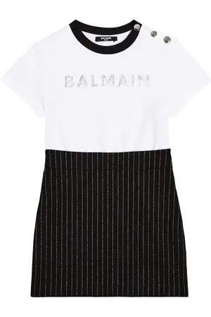 Balmain Abito a righe con logo