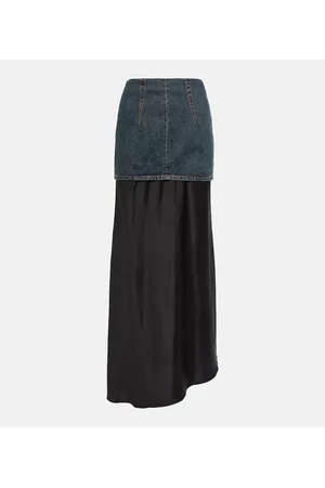 Maison Margiela Gonna lunga asimmetrica in denim e raso