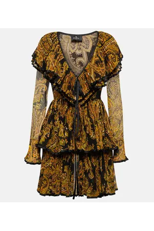 Etro Miniabito plissé con stampa paisley