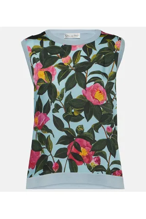 Oscar de la Renta Gilet in misto seta con stampa