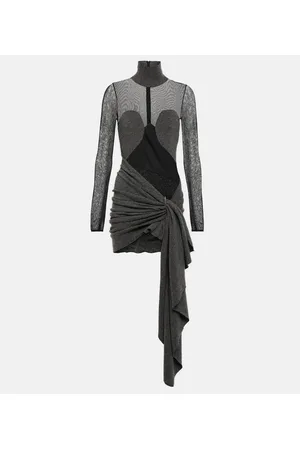 Alaïa Alaïa Miniabito drappeggiato in mesh e lana