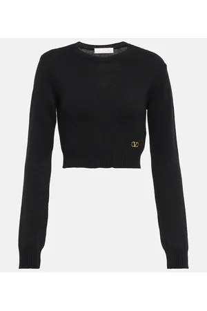 VALENTINO Pullover cropped VLogo in cashmere