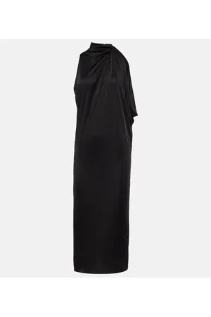 VERSACE Abito midi a collo alto in raso