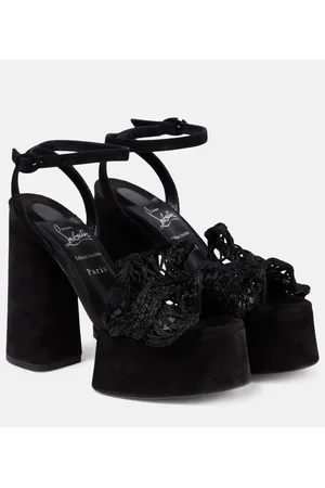 Christian Louboutin Sandali Deia Frou Alta in macramé e suede