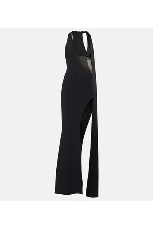 DAVID KOMA Abito lungo in raso con cut-out