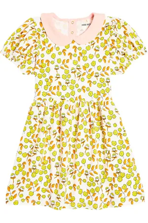 Mini Rodini Abito Flowers in jersey di misto cotone