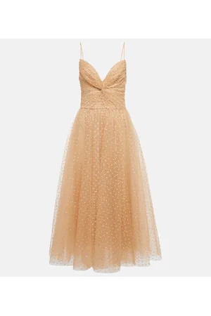 MONIQUE LHUILLIER Abito midi in tulle a pois