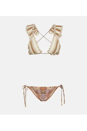 ZIMMERMANN Bikini Devi in crochet e con stampa