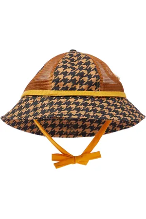 Mini Rodini Cappello in cotone pied-de-poule e mesh