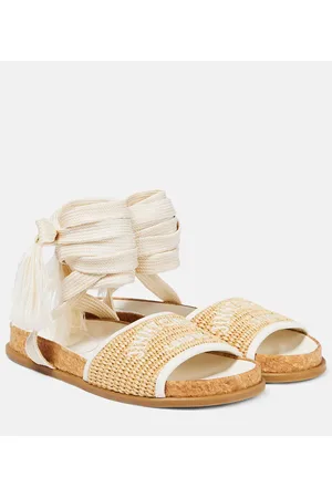 Jimmy Choo Sandali Gal Flat in rafia con logo