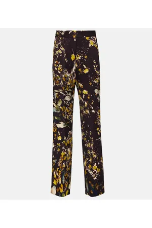 DRIES VAN NOTEN Pantaloni regular a vita alta con ricamo
