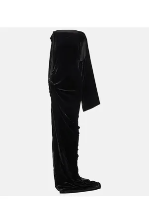 Rick Owens Abito lungo monospalla in velluto