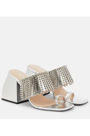 NODALETO Sandali in pelle metallizzata con cristalli