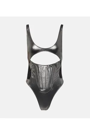MUGLER Costume intero metallizzato con cut-out