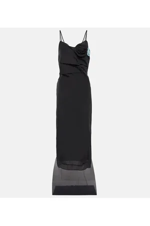 Prada Abito lungo in misto seta con fiore