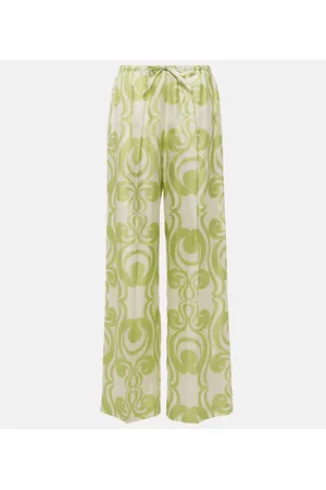 DRIES VAN NOTEN Pantaloni in seta con stampa