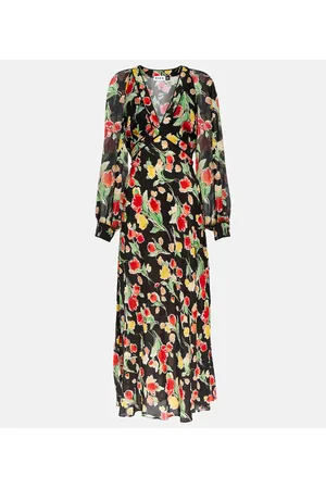 RIXO London Abito midi Ayla con stampa