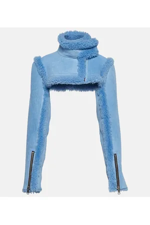 LAQUAN SMITH Giacca cropped in pelle con shearling