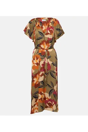 Velvet Abito midi Francie in raso con stampa