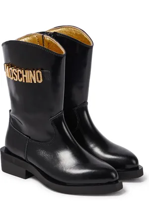 Moschino Stivali texani in pelle con logo