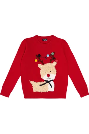 Il gufo Pullover in lana vergine con ricamo