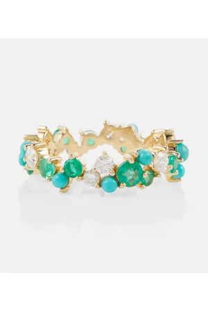 Sydney Evan Anello in oro 14kt con diamanti e smeraldi