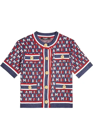 Balmain Cardigan in misto cotone con logo