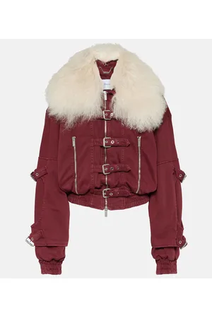 BLUMARINE Giacca di jeans cropped con shearling