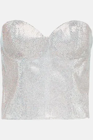 Costarellos Bustier in misto seta con cristalli