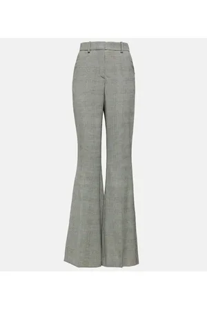 Balmain Pantaloni flared in lana a quadri