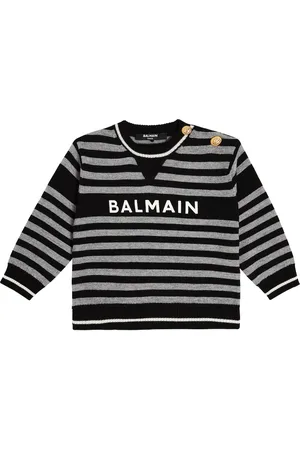 Balmain Baby - Pullover in lana a righe con logo
