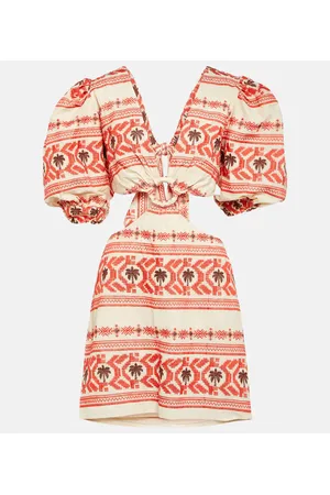 JOHANNA ORTIZ Miniabito in cotone con stampa e cut-out