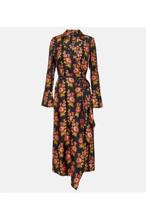 Etro Abito midi a portafoglio in twill di misto seta