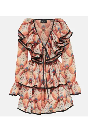 Etro Miniabito con ruches e stampa