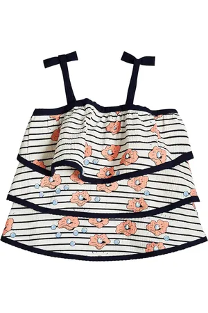 Mini Rodini Top in cotone a righe con balze
