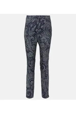 Etro Pantaloni slim a vita alta con stampa paisley