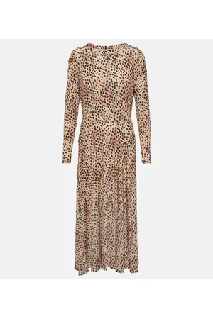 RIXO London Abito midi Cerise con stampa leopardata