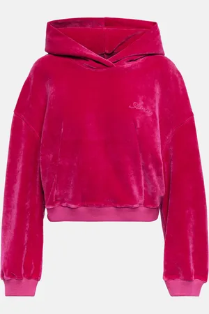 AMIRI Felpa cropped in velluto con cappuccio
