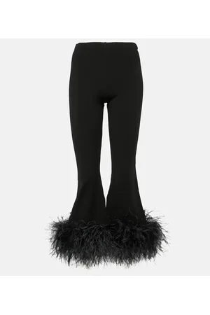 VALENTINO Pantaloni flared con piume a vita alta