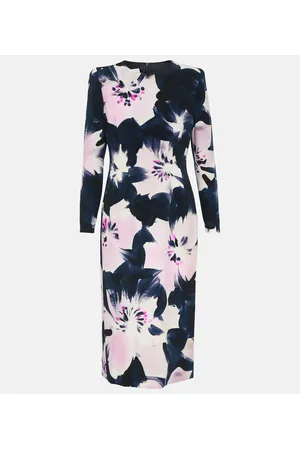 DRIES VAN NOTEN Abito midi in jersey con stampa