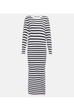 Jardin des Orangers Abito lungo in lana e cashmere a righe