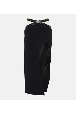 DAVID KOMA Gonna midi con dettagli in pelle