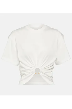 Paco rabanne Top cropped in jersey di cotone