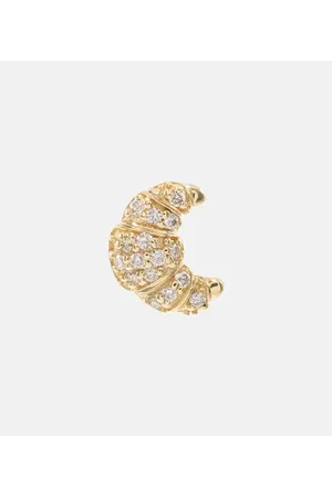 Sydney Evan Orecchino singolo Croissant Small in 14kt con diamanti