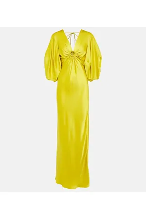 Stella McCartney Abito lungo in raso con scollo a V